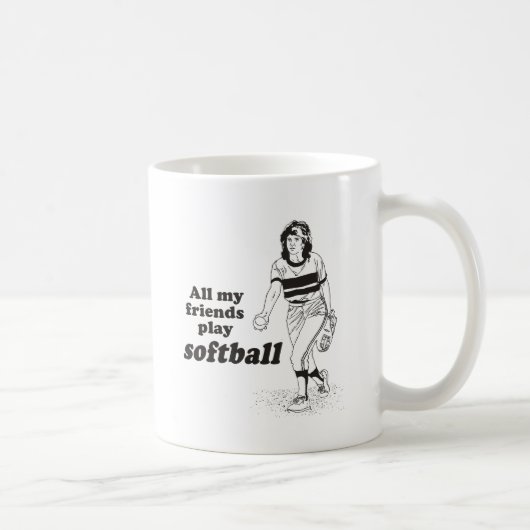 私の友達はみんなソフトボールをする コーヒーマグカップ (右)