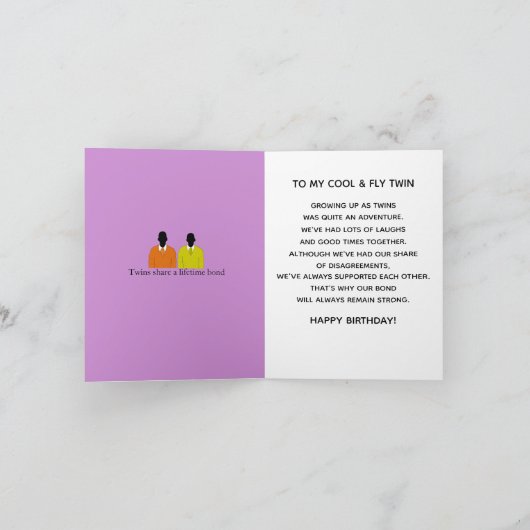 私の双子にあなたは誕生日アフリカ系アメリカ人Ca カード (内部)