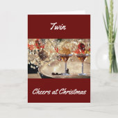 私の双子にとってとても陽気なクリスマストースト シーズンカード (正面)