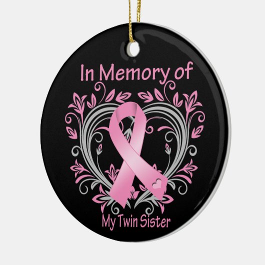 私の双子の姉妹の乳がんハートを思い出して セラミックオーナメント (左)