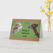 私の双子の祝誕生日で「準備ができて」 カード (黄色い花)