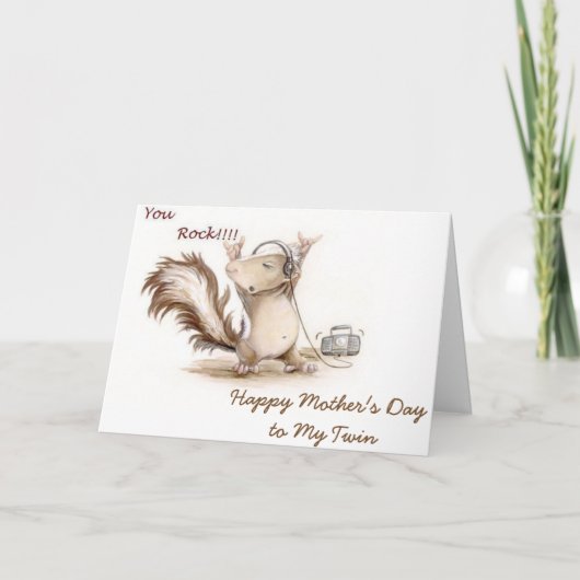 「私の双子」はロックスターに恵まれた母の日 カード (正面)
