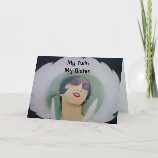 私の双子、妹、友人の最高の誕生日 カード (正面)