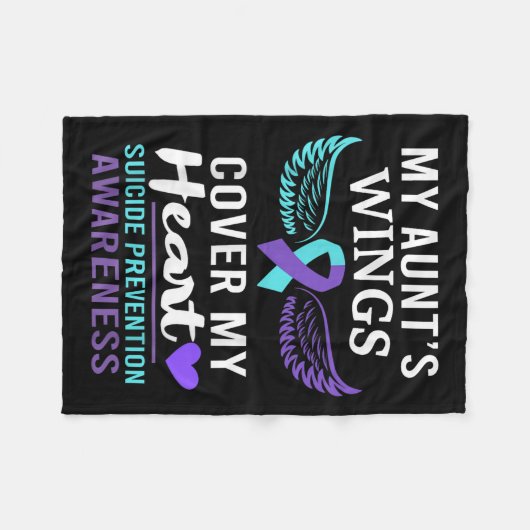 私の叔母の翼カバー心臓自殺意識リボン フリースブランケット (正面(横))