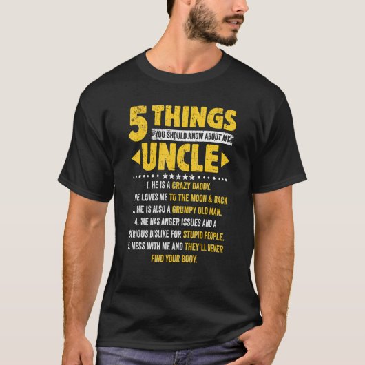 私の叔父のダダについて知っておくべき5つの事 Tシャツ (正面)