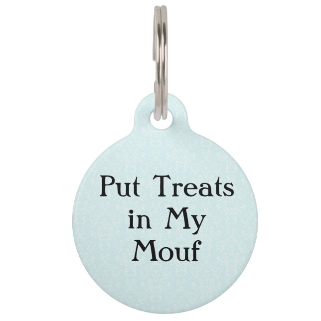私の口のおもしろいな飼い犬猫の置かれた御馳走は付きます ペット　ネームタグ (正面)