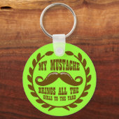 私の口ひげは、すべての女の子を庭に連れて行く キーホルダー (正面)