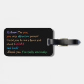 私の名おもしろい前を叫ぶユーモア黒い旅行荷物 ラゲッジタグ (裏面横)