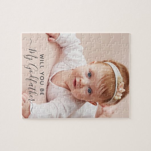 私の名付け親になってくれますか クラシックな写真付きギフト ジグソーパズル (横)