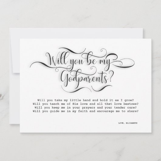 私の名付け親になってくれますか？ 提案カード 招待状 (正面)