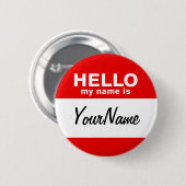 私の名前は空白のカスタムNametag Red 缶バッジ (正面&裏面)