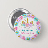 私の名前は – Unicornパーソナライズされた誕生日 缶バッジ (正面&裏面)