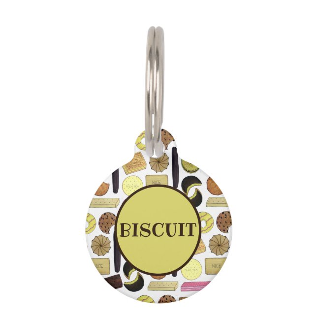 私の名前はBISCUIT UK イギリスのお菓子 ダイジェスティブ ペット　ネームタグ (正面)