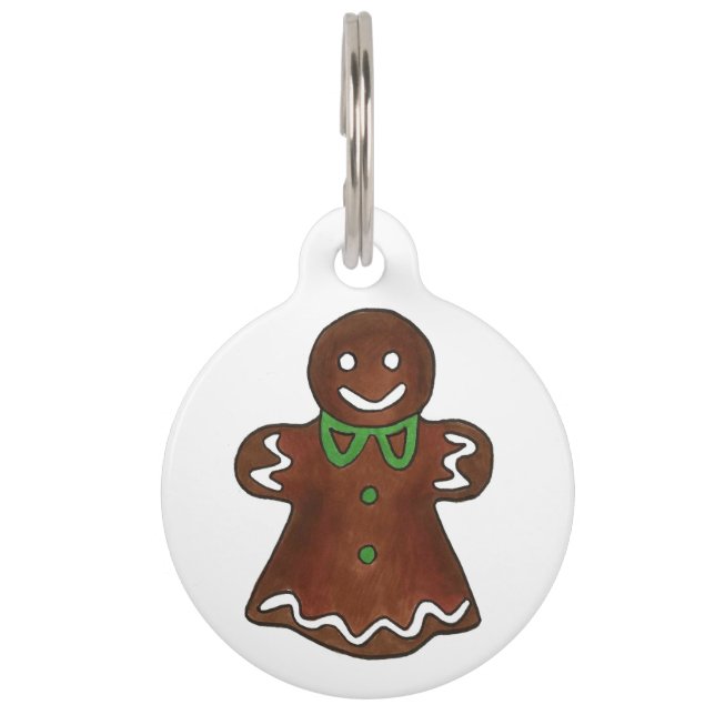 私の名前はGINGER Gingerbread Lady Woman Christmas ペット　ネームタグ (正面)