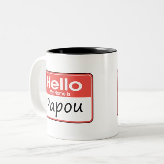 私の名前はPapouです ツートーンマグカップ (正面左)