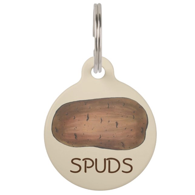 私の名前はSpuds Brown 焼いた Potato Veggie ペット　ネームタグ (正面)