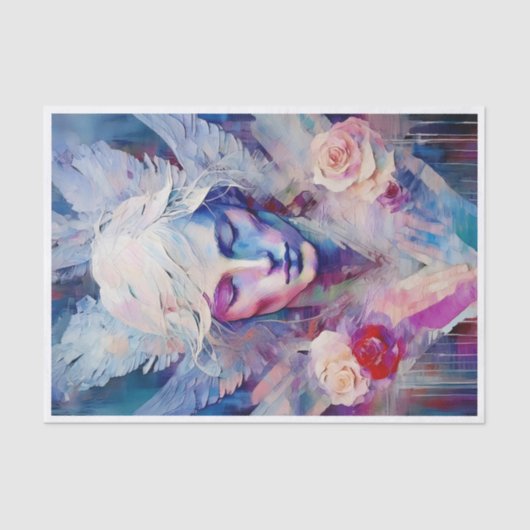 私の名前をささやく，ガーディアンエンジェル，紙コラージュ 薄葉紙 (正面)