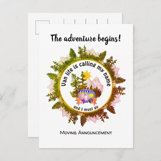 私の名前を呼び出すカスタムVAN LIFE動くアナウンス 案内ポストカード (正面/裏面)