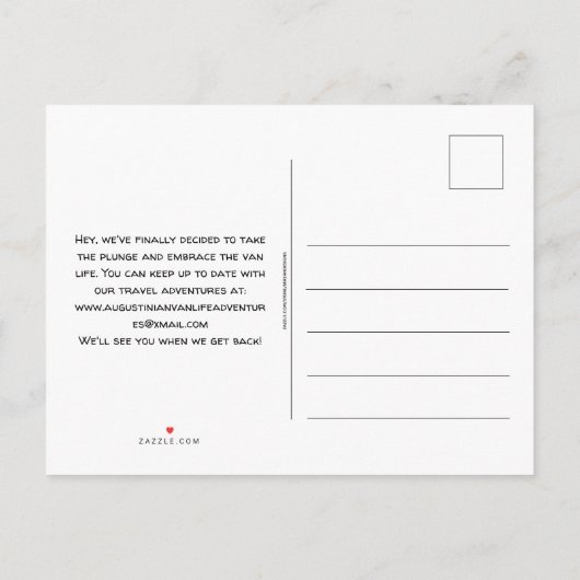 私の名前を呼び出すカスタムVAN LIFE動くアナウンス 案内ポストカード (裏面)