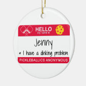 私の名前 |問題が発生した | Pickleball セラミックオーナメント (左)