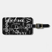 私の名前black & whiteタイポグラフィ ラゲッジタグ (正面横)