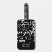 私の名前black & whiteタイポグラフィ ラゲッジタグ (裏面縦)