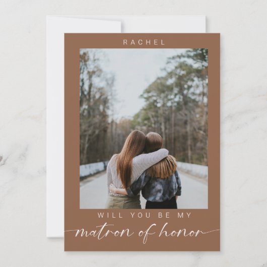 私の名誉のマトロンになってくれるかBoho 招待状 (正面)