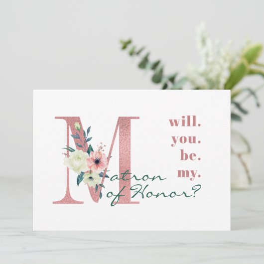 私の名誉のマトロンになるピンクのフローラ手紙 招待状 (スタンド正面)