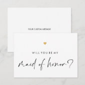 私の名誉のメイドになってくれますか 現代スクリプト ゴールドハート 招待状 (正面/裏面)