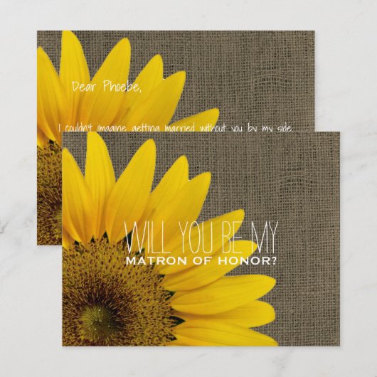 私の名誉のメインテーマ（またはマトロン・オブ・オナー）になってくれますか？ ラスティックウェディング 招待状 (正面/裏面)