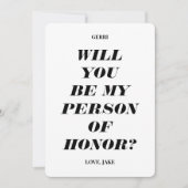 私の名誉の人物になってくれますか？ 現代的なテキスト招待状 招待状 (正面)