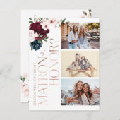 私の名誉の母？ブルゴーニュ海軍花模様写真 インビテーションポストカード (正面/裏面)