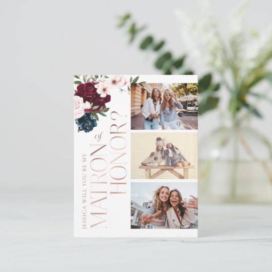 私の名誉の母？ブルゴーニュ海軍花模様写真 インビテーションポストカード (スタンド正面)