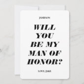 私の名誉の男になってくれますか？ 現代的なテキスト招待状 招待状 (正面)