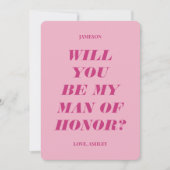 私の名誉の男になってくれる？ モダン テキスト ピンク 招待状 (正面)