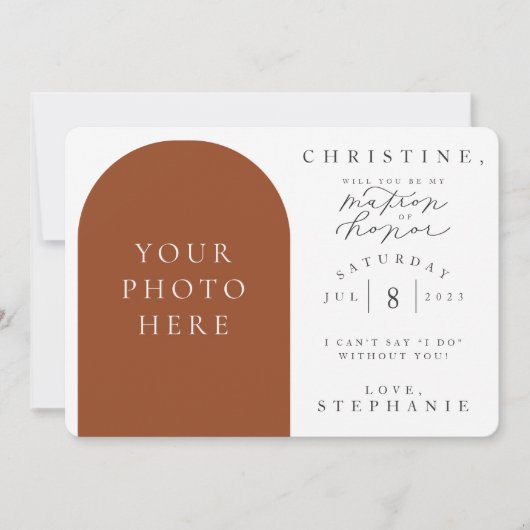 私の名誉フォト提案カードのマトロンになるかどうか 招待状 (正面)