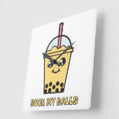 私の吸ボール(Bubble Tea) スクエア壁時計 (傾斜)