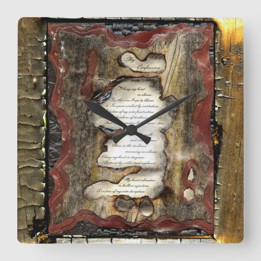 私の告白 スクエア壁時計 (正面)