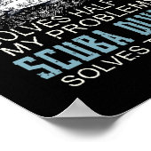 私の問題の半分を解決魚釣りスキューバダイビング ポスター (角)