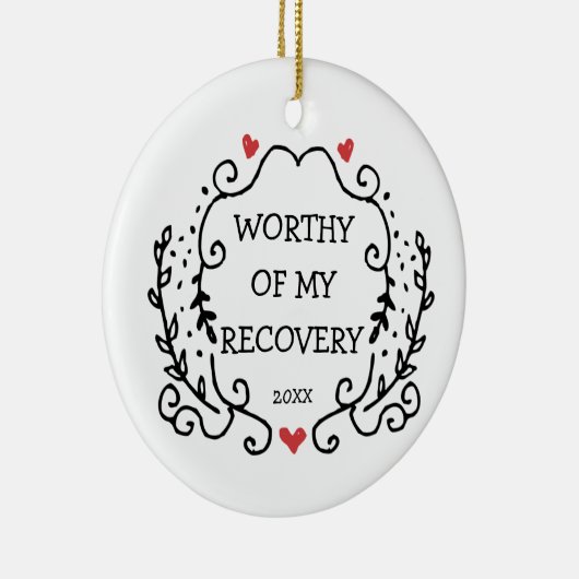 私の回復の健全な贈り物パーソナライズされたに値する セラミックオーナメント (右)