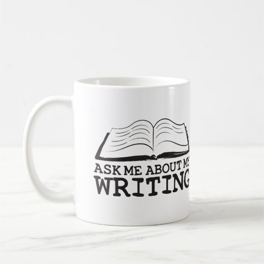私の執筆マグについて私に尋ねて下さい コーヒーマグカップ (左)