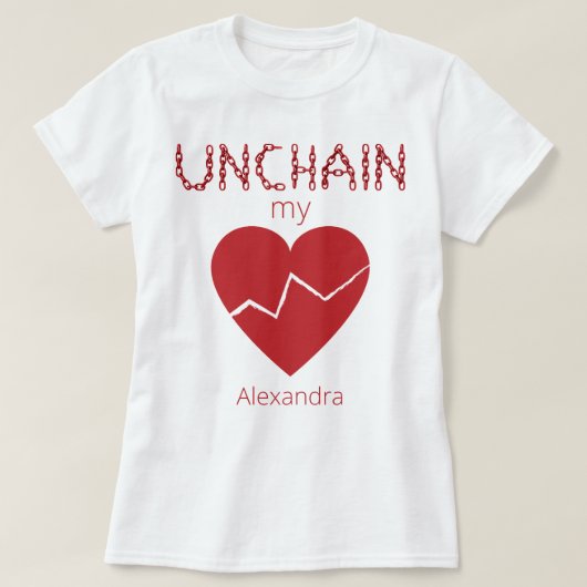 私の壊れたハート愛の赤い名前を解カスタマイズく Tシャツ (デザイン正面)