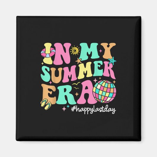 私の夏の時代の最後の日学校の夏の先生木 マグネット (正面)