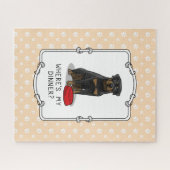 私の夕食は?ロットワイラーとレッドドッグ皿 ジグソーパズル (横)