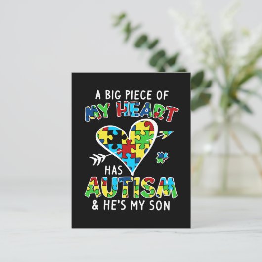 私の大きなハートは自閉症で息子だ ポストカード (スタンド正面)