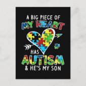 私の大きなハートは自閉症で息子だ ポストカード (正面)