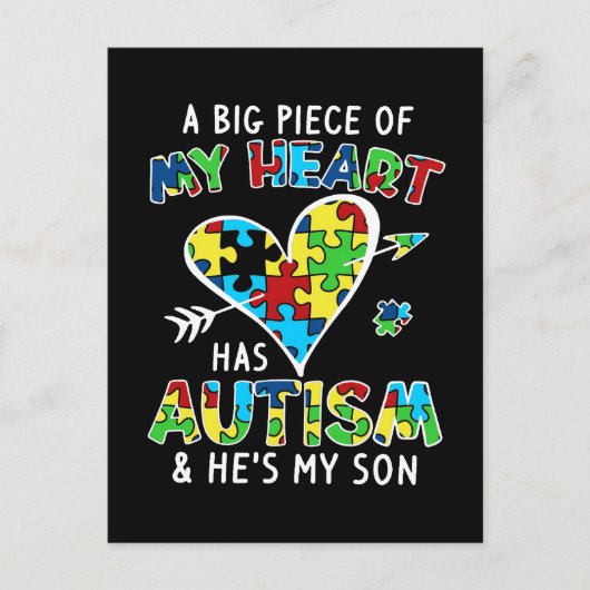 私の大きなハートは自閉症で息子だ ポストカード (正面)