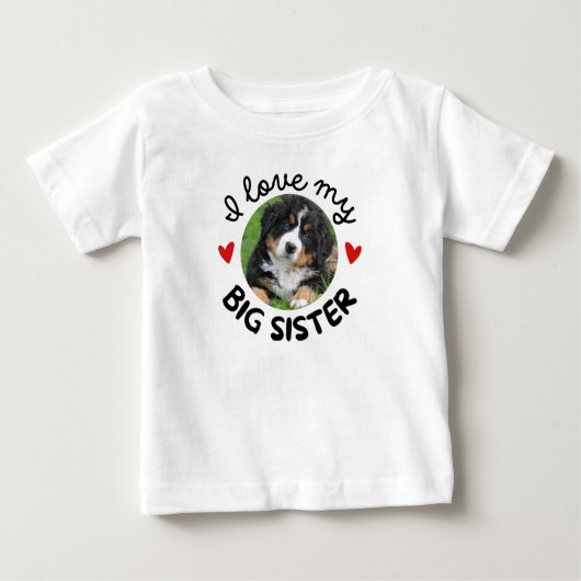 「私の大きな姉が好き」オリジナル犬の写真付き ベビーTシャツ (正面)