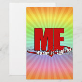 私の大きな赤いロゴのメカニカルエンジニア 便箋 (正面/裏面)