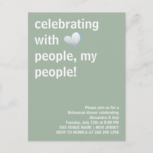 私の大切な人たちと祝う リハーサルディナー ポストカード (正面)